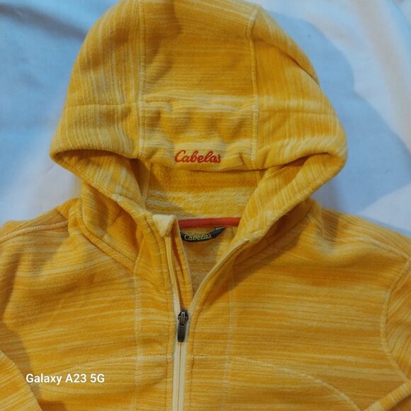 Cabelas Womens Yellow Hooded Full Zip Jacket L/XL Polyester Cozycore Classic - Picture 3 of 9